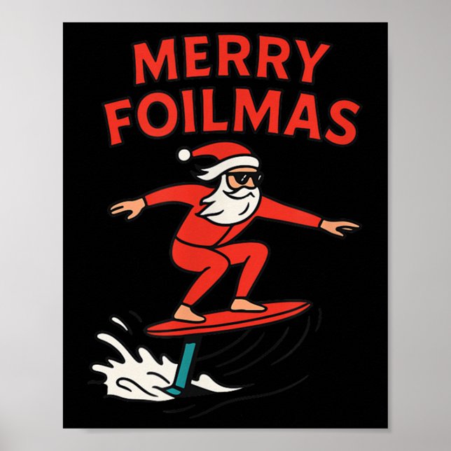 Affiche Merry Foilmas Santa Claus Hydrofoiling Christmas D (Devant)