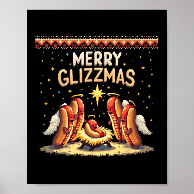Affiche Merry Glizzmas Hot Dog Humor Funny Food Los Cos (Devant)