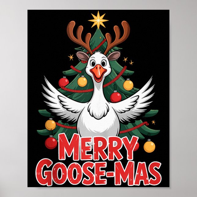 Affiche Merry Goose-mas Reindeer Antlers Funny Christmas G (Devant)