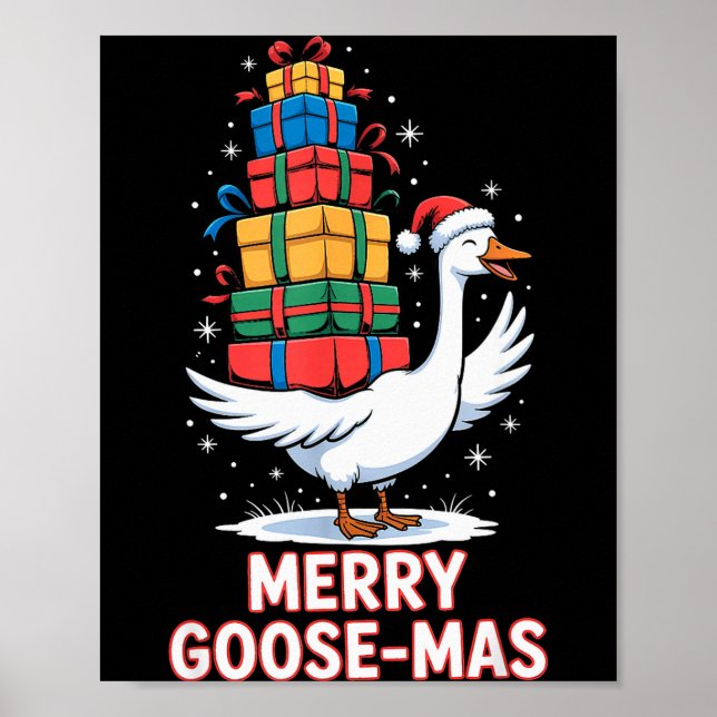 Affiche Merry Goose-mas With Xmas Funny Christmas Goose  (Devant)