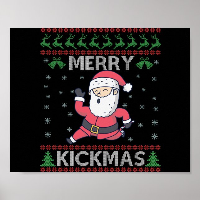 Affiche Merry Kickmas Funny Karaté Père Noël Famille de No (Devant)