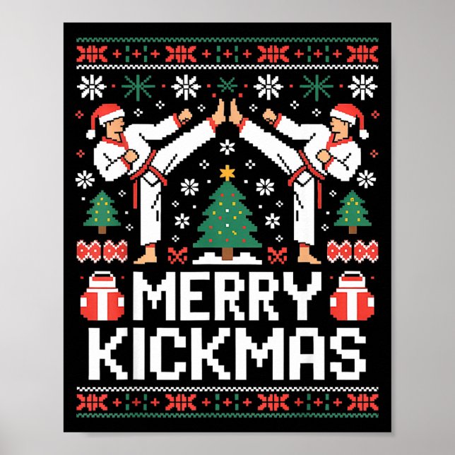 Affiche Merry Kickmas Karate Jiu Jitsu Ugly Christmas Desi (Devant)