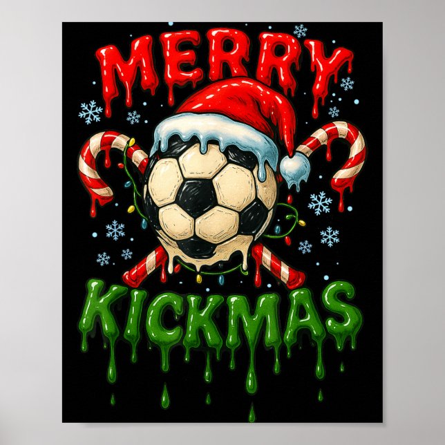 Affiche Merry Kickmas Soccer Christmas Candy Cane Ice Crea (Devant)