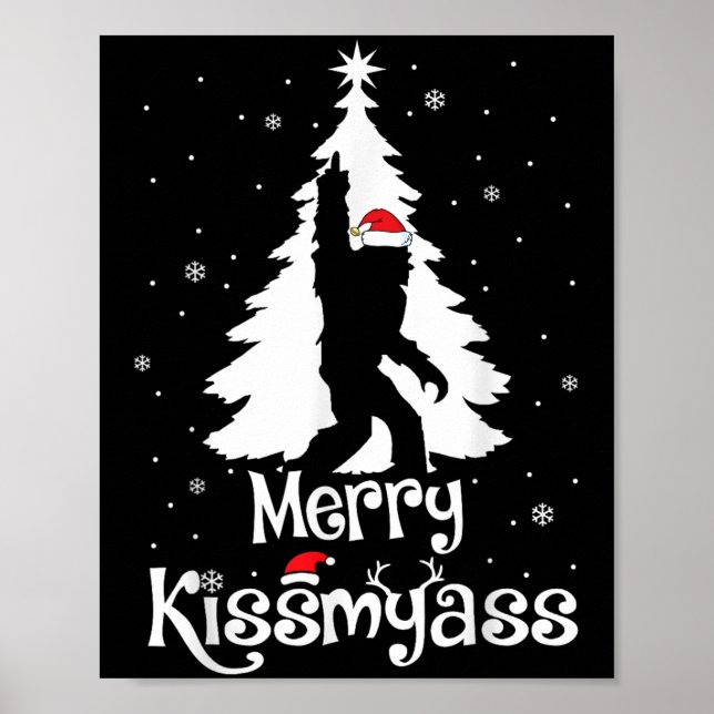 Affiche Merry Kissmy Funny Bigfoot Yeti Sasquatch Christma (Devant)