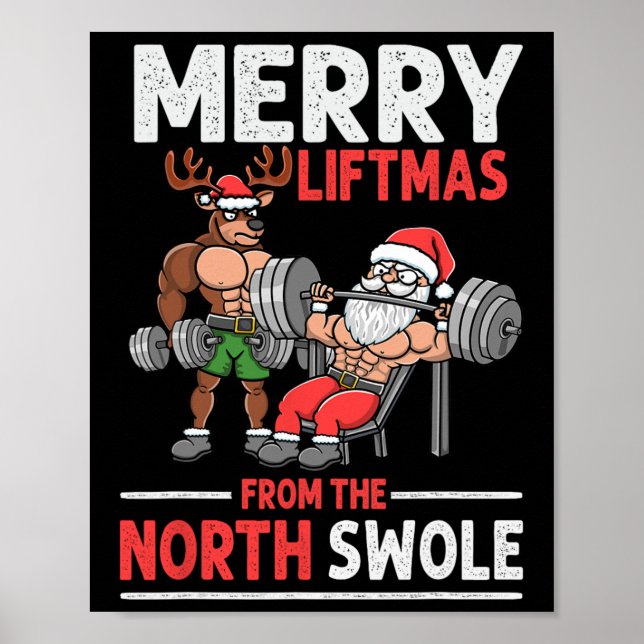Affiche Merry Liftmas De North Swole Muscle Père Noël Poid (Devant)