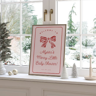 Affiche Merry Little Baby Shower Welcome Sign with Bow