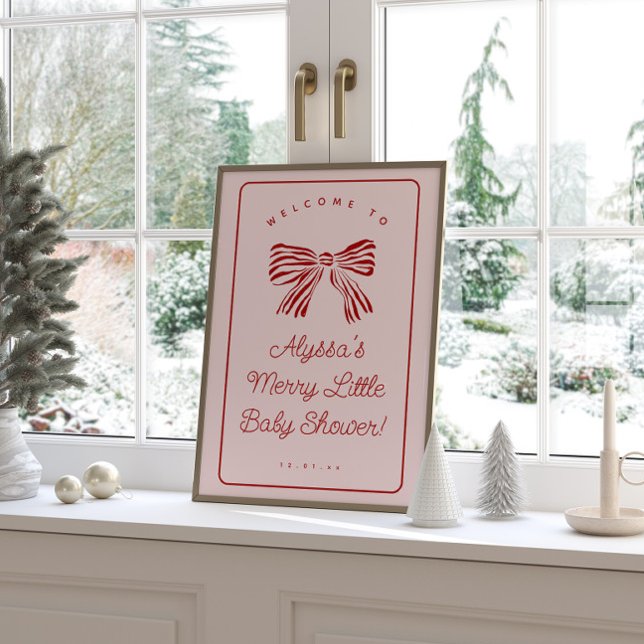 Affiche Merry Little Baby Shower Welcome Sign with Bow (Créateur téléchargé)