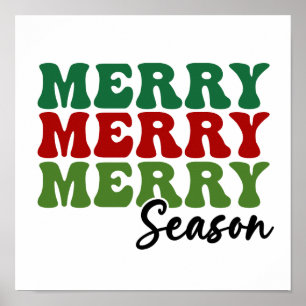 Affiche Merry Merry Merry Saison - Retro Holiday Art