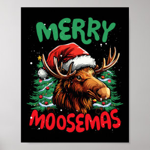 Affiche Merry Moosemas Amusant Canard de Noël