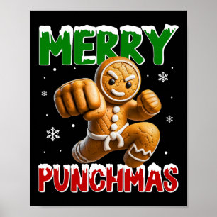 Affiche Merry Punchmas Taekwondo Karate Gingerbread Man Ma