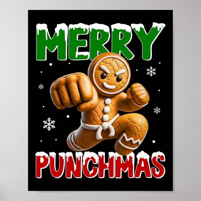 Affiche Merry Punchmas Taekwondo Karate Gingerbread Man Ma (Devant)