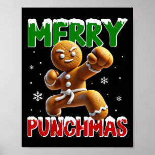 Affiche Merry Punchmas Taekwondo Karate Gingerbread Man Ma