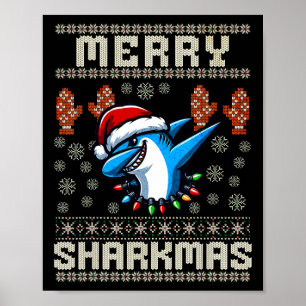 Affiche Merry Sharkmas Shark Christma Ugly Xmas Kids Shark