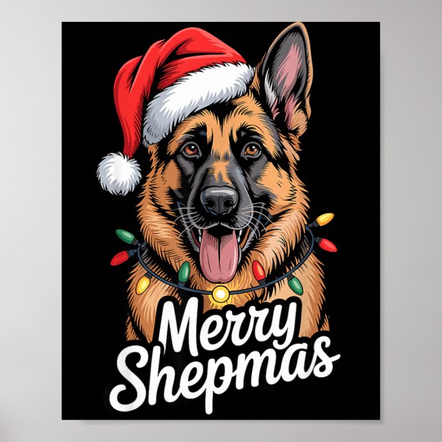 Affiche Merry Shepmas German Shepherd Christmas Lights Hum (Devant)