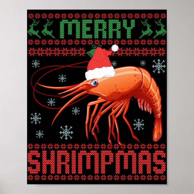 Affiche Merry Shrimpmas Funny Shrimp Ugly Christmas Sweate (Devant)