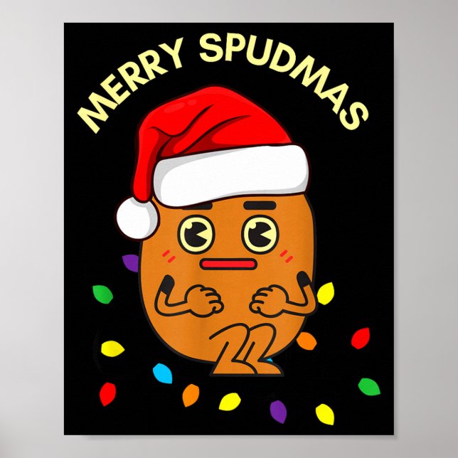 Affiche Merry Spudmas Funny Tato Santa Holiday Lights Chri (Devant)