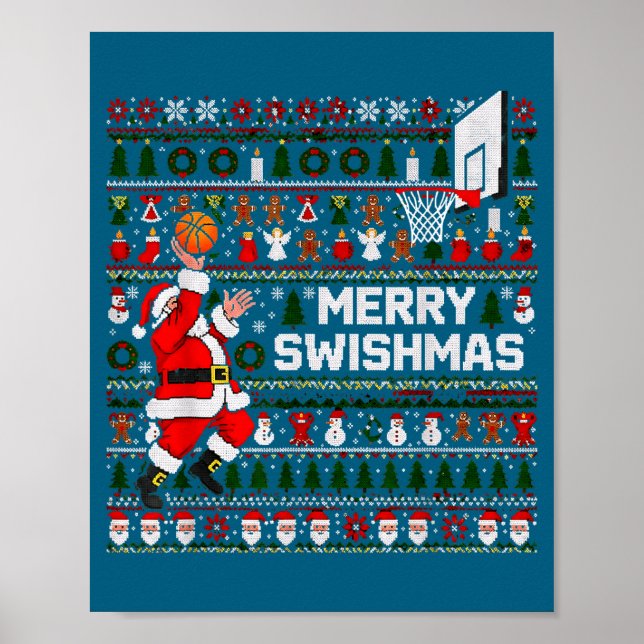 Affiche Merry Swishmas Santa Basketball Ugly Sweater Style (Devant)
