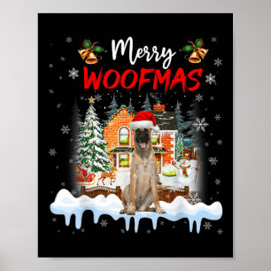 Affiche Merry Woofmas Berger belge Chien de Noël