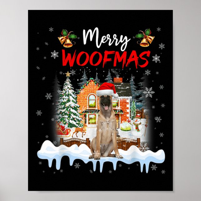 Affiche Merry Woofmas Berger belge Chien de Noël (Devant)