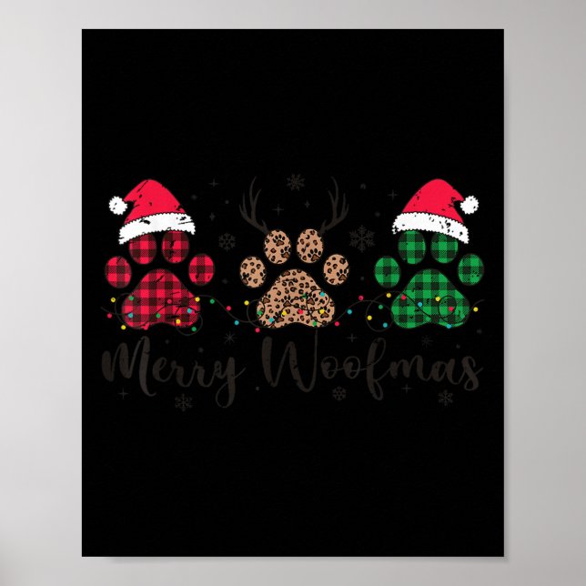Affiche Merry Woofmas Dog Lover Retro Holiday Top Puppy Ch (Devant)