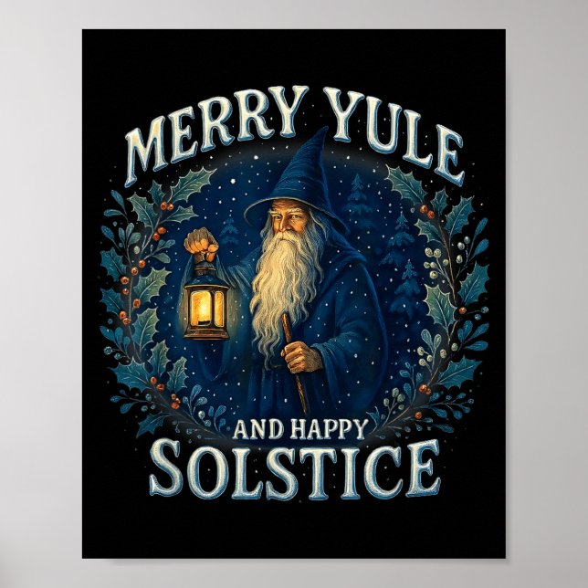 Affiche Merry Yule And Happy Solstice Mystic Winter Quote  (Devant)