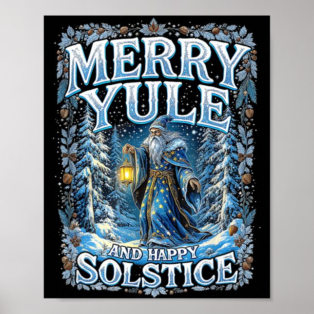 Affiche Merry Yule And Happy Solstice Mystic Winter Quote  (Devant)