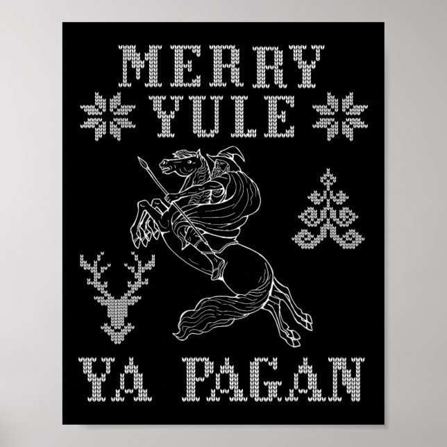 Affiche Merry Yule Ya Pagan Odin On Sleipnir Viking Christ (Devant)