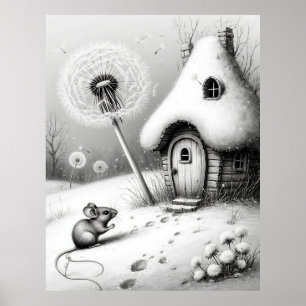 Affiche Merveille de la cabane silencieuse sous la neige