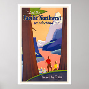 Affiche Merveille du Nord-Ouest Pacifique Amérique du Nord