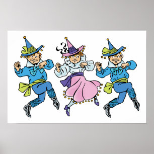 Affiche Merveilleux Magicien d'Oz, Mignons Munchkins Danse