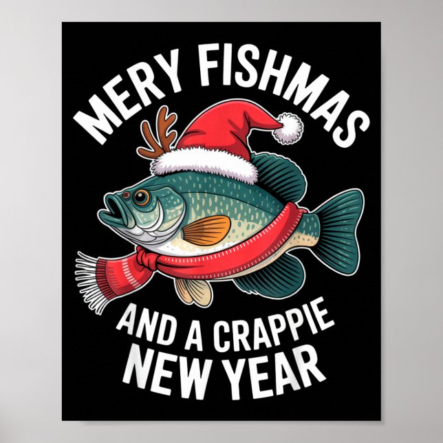 Affiche Mery Fishmas And A Crape New Year Funny Fishing Ch (Devant)