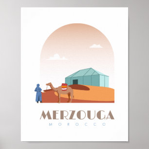 Affiche Merzouga ville Maroc Skyline