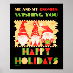 AFFICHE MES GNOMES ET MOI VOUS SOUHAITENT DE JOYEUSES FÊTE