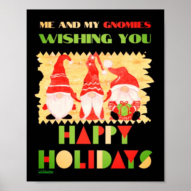 AFFICHE MES GNOMES ET MOI VOUS SOUHAITENT DE JOYEUSES FÊTE (Devant)