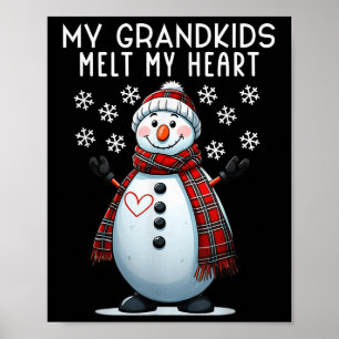 Affiche Mes petits-enfants fondent mon coeur Snowman grand