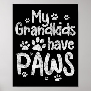 Affiche Mes petits-enfants ont des pattes drôle chien chat