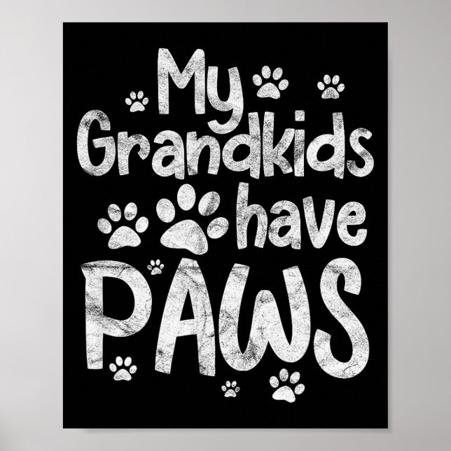 Affiche Mes petits-enfants ont des pattes drôle chien chat (Devant)
