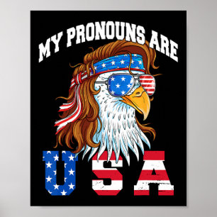 Affiche Mes pronoms sont aigle Usa américain drôle 4 juill