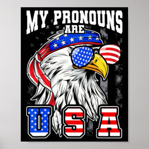 Affiche Mes Pronounes Sont Usa Aigle Américain Amusant 4èm