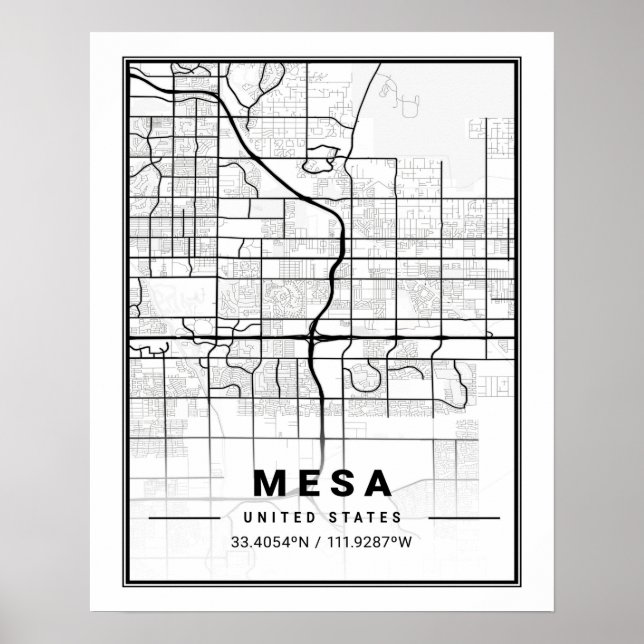 Affiche Mesa Arizona USA Travel City Carte (Devant)