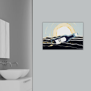 Affiche Message Abstrait Sunsrise Ocean Dans Une Bouteille
