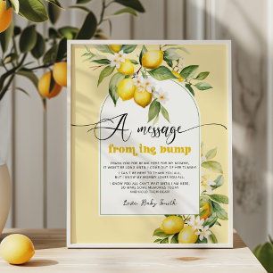 Affiche Message baby shower citron de la bosse