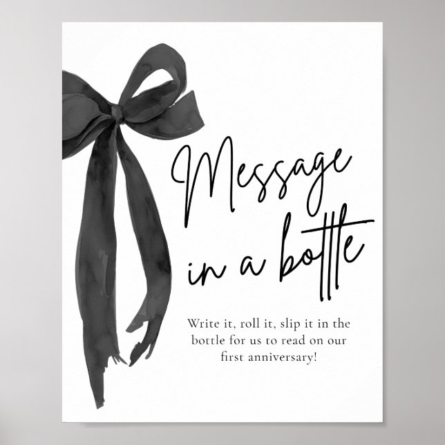 Affiche Message Black Bow Moderne Dans Un Jeu De Signes À  (Devant)