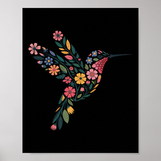 Affiche Message caché subtil anti-Trump de colibri floral (Devant)