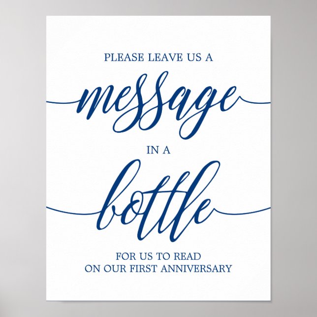 Affiche Message dans un Mariage de bouteille Signal bleu C (Devant)
