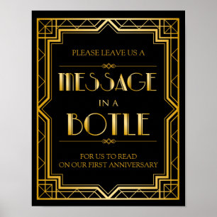 Affiche Message dans un panneau Mariage de bouteille Gat