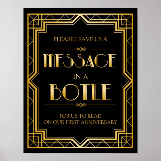 Affiche Message dans un panneau Mariage de bouteille | Gat (Devant)