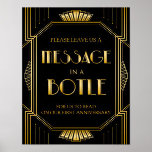Affiche Message dans un panneau Mariage de bouteille Gat