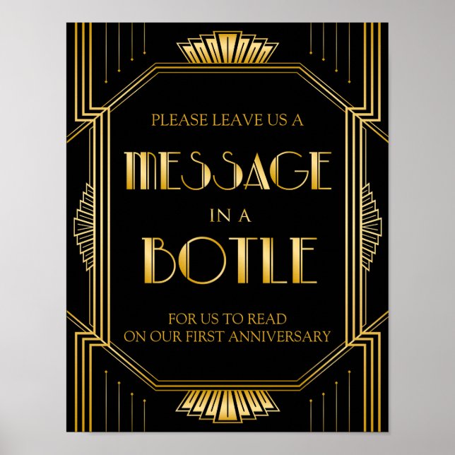 Affiche Message dans un panneau Mariage de bouteille | Gat (Devant)