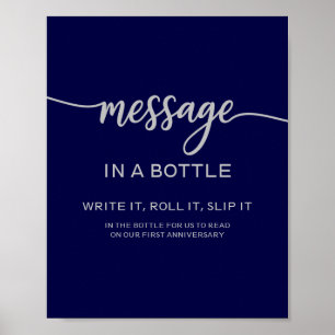 Affiche Message Dans Une Bouteille Élégant Bleu Marine Arg